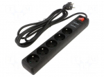 Plug socket strip: protective | Sockets: 5 | 250VAC | 16A | black
