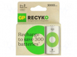 Re-battery: Ni-MH | D | 1.2V | 3000mAh | ReCyko | &Oslash;34.2x61.5mm | -20&divide;50&deg;C