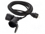 Extension lead | 3G1.5mm2 | 5m | rubber | black | Sockets no: 2 | 16A