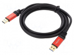 Cable | USB A plug,both sides | gold-plated | 2m | black | Cu | metal