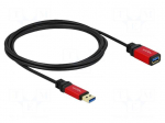 Cable | USB A socket,USB A plug | gold-plated | 2m | black | metal
