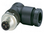 Connector: M12 | plug | PIN: 4 | 63V | angled | IP67 | screw terminal | 12A