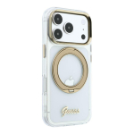 Back panel cover Guess Apple iPhone 18 Pro Max HC MagSafe IML Ring Stand 360 Script Metal Logo Transparent