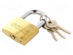 Padlock | hardened shackle | Kind: shackle | Equipment: 3 keys | 50mm