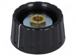 Knob | with pointer | plastic | &Oslash;shaft: 6mm | &Oslash;36x18.5mm | black