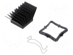 Heatsink: extruded | grilled | BGA | black | L: 25mm | W: 25mm | H: 19.5mm