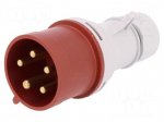 Connector: AC supply 3-phase | plug | male | 32A | 400VAC | IEC 60309
