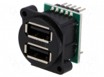 Socket | USB A | for panel mounting,screw | pin header | double