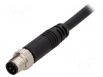 Connector: M8 | 2m | male | PIN: 4 | straight | plug | 3A | IP67 | 30V