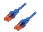 Patch cord | U/UTP | 6 | stranded | CCA | PVC | blue | 1m | 26AWG