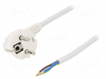 Cable | SCHUKO plug,CEE 7/7 (E/F) plug angled,wires | 2m | white