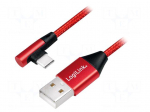 Cable | USB 2.0 | USB A plug,USB C angled plug | 0.3m | red