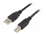 Cable | USB 2.0 | USB A plug,USB B plug | nickel plated | 5m | black