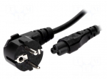 Cable | 3x0.75mm2 | CEE 7/7 (E/F) plug angled,IEC C5 female | PVC