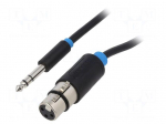Cable | Jack 6,3mm 3pin plug,XLR female 3pin | 2m | black | PVC