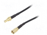 Cable | 3m | SMB male,SMB female | shielded | black | straight