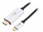 Adapter | HDMI 2.1 | HDMI plug,USB C plug | gold-plated | 2m | black