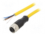 Cable: for sensors/automation | M12 | PIN: 4 | straight | 5m | plug | 4A