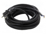 Cable | 2x1.5mm2 | CEE 7/17 (C) plug,wires | rubber | 10m | black | 16A