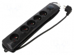 Plug socket strip: protective | Sockets: 5 | 230VAC | 10A | black