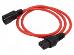 Cable | IEC C13 female,IEC C14 male | PVC | 1m | red | 10A | 250V