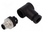 Connector: M12 | plug | male | 713 | 4A | 250V | PIN: 4 | IP67 | angled | PA
