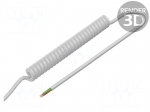 Wire: coiled | 7x0.35mm2 | unshielded | PUR | white | 300V | 0.3m | 1.2m