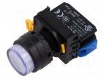 Switch: push-button | 22mm | Stabl.pos: 1 | NO | white | LED | IP65 | YW