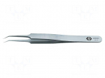 Tweezers | 110mm | for precision works | Blades: curved,narrowed