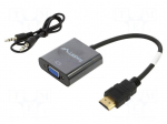 Adapter | HDMI plug,Jack 3.5mm socket,VGA female | HDMI 1.4 | 0.2m