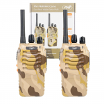 PNI PMR R40 Camo portable radio station, set of 2, 0.5W, 16 programmable channels, 16 PMR and 50 CTCSS and 104 DCS tones, ASQ, TOT, monitor, programmable, 1200mAh batteries, chargers and headphones in