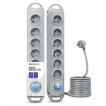 Qoltec Surge protector | 6 sockets | 3m | Grey