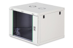 DYNAmic 19" 9U rack 600x600 wall-mounted network cabinet, door glass, grey, undivided, folded, 60kg