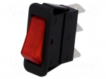 ROCKER | SPST | Pos: 2 | OFF-ON | 16A/250VAC | red | neon lamp 250V