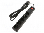 Plug socket strip: protective | Sockets: 5 | 250VAC | 16A | black