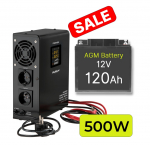 Inverter 500W + 12V 120Ah battery