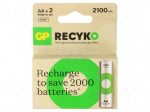Re-battery: Ni-MH | AA | 1.2V | 2100mAh | ReCyko | -20&divide;50&deg;C | 2pcs.