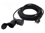 Extension lead | 3G1.5mm2 | 10m | rubber | black | Sockets no: 2 | 16A