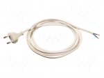 Cable | 2x0.75mm2 | CEE 7/16 (C) plug,cables | PVC | 3m | white | 2.5A