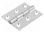Hinge | Width: 40mm | zinc-plated steel | natural | H: 50mm | Holes no: 6