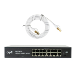 PNI SW016 Switch Package, 16 x 10/100/1000 Mbps, Gigabit, metal case and 1.5m CAT8 patch PNI U8015W