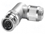 Connector: M12 | plug | PIN: 4 | 48V | angled | IP65 | push-lock | D code