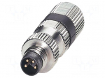 Connector: M8 | PIN: 4 | 4A | 30V | IP68 | straight | unshielded | plug