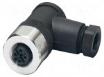 Connector: M12 | plug | PIN: 4 | 250V | angled | IP65 | screw terminal