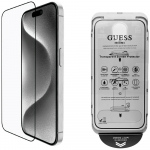 Guess BP Rhinestone 2-in-1 screen and camera lens glass for iPhone 16 Pro Max / silver