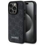 Karl Lagerfeld KLHMP15LPKHPORPK Hardcase Leather Monogram Metal Logo MagSafe for iPhone 15 Pro 6.1" / black