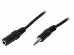Cable | Jack 3.5mm socket,Jack 3.5mm plug | 10m | black