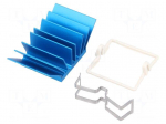Heatsink: extruded | grilled | BGA | blue | L: 21mm | W: 21mm | H: 12.5mm