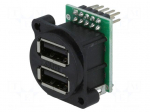 Socket | USB A | for panel mounting,screw | pin header | double