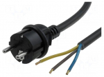 Cable | CEE 7/7 (E/F) plug,wires | 1.5m | black | PVC | 3x2,5mm2 | 16A